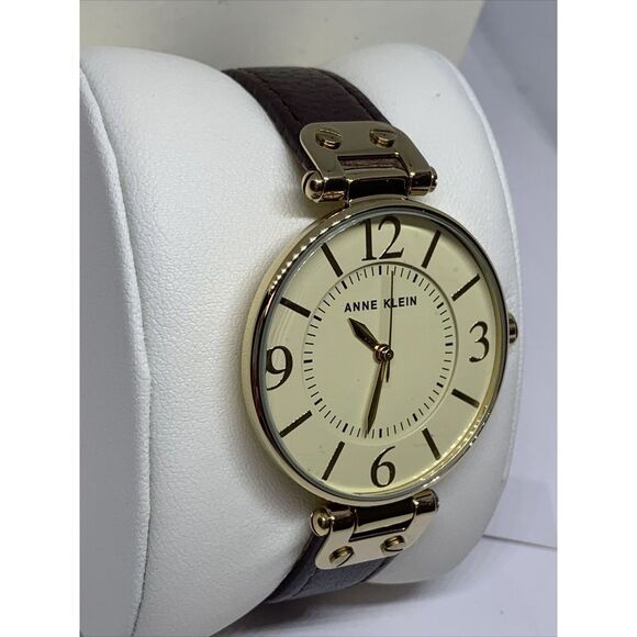 Anne Klein 10/9168 Women's Black Leather Band Analog Dial Quartz Watch WAT169 - Picture 5 of 12